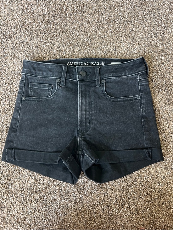 American Eagle Outfitters Pants - American Eagle Outfitters Black Roll-Cuff Denim Shorts